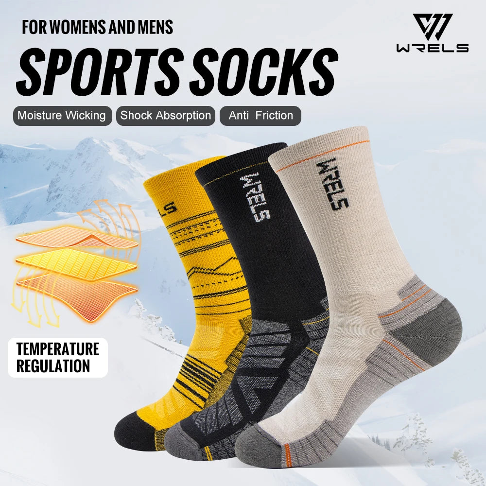 Merino Wool Socks Hiking Running Socks Soft Lightweight Shock Absorption Damping Mid-Calf Breathable Ankle Cycling Socks