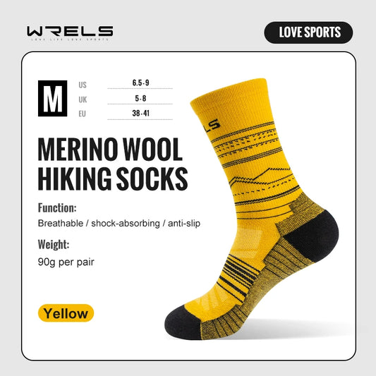 Merino Wool Socks Hiking Running Socks Soft Lightweight Shock Absorption Damping Mid-Calf Breathable Ankle Cycling Socks
