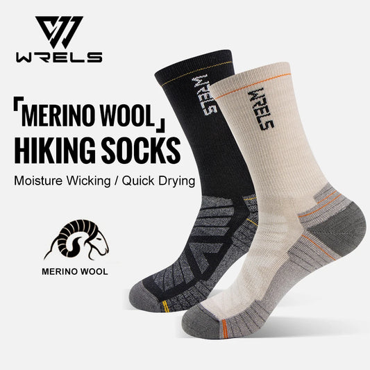 Merino Wool Socks Hiking Running Socks Soft Lightweight Shock Absorption Damping Mid-Calf Breathable Ankle Cycling Socks