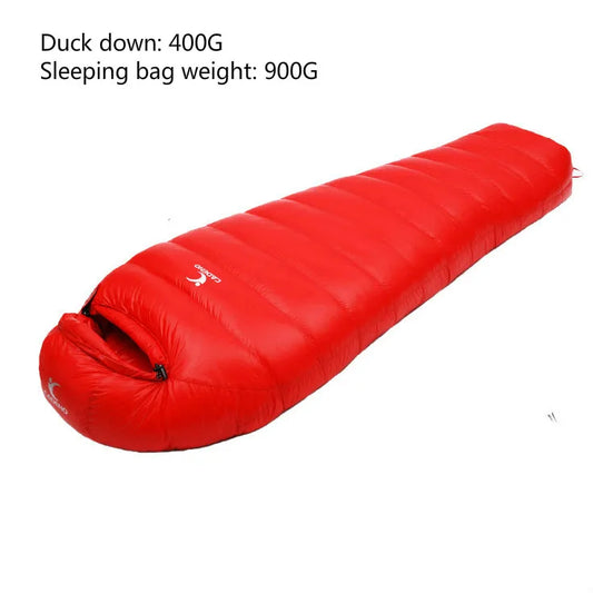 CADENO New DUCK down 400G Winter Autumn Mummies Ultra Light down Sleeping Bag Outdoor Travel Camping Nylon White Duck