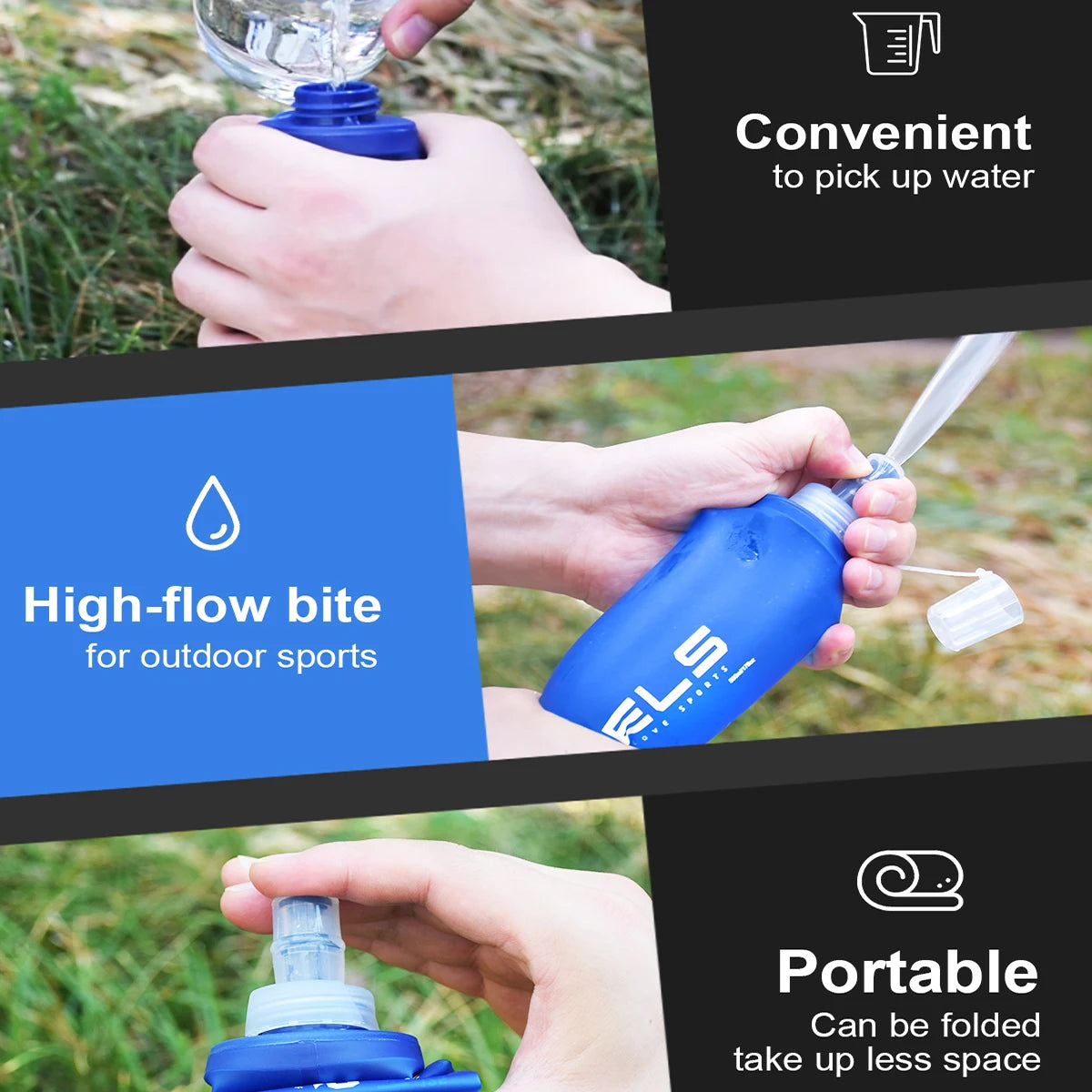 WRELS Collapsible Silicone Water Bottle – 150ml 250ml 500ml