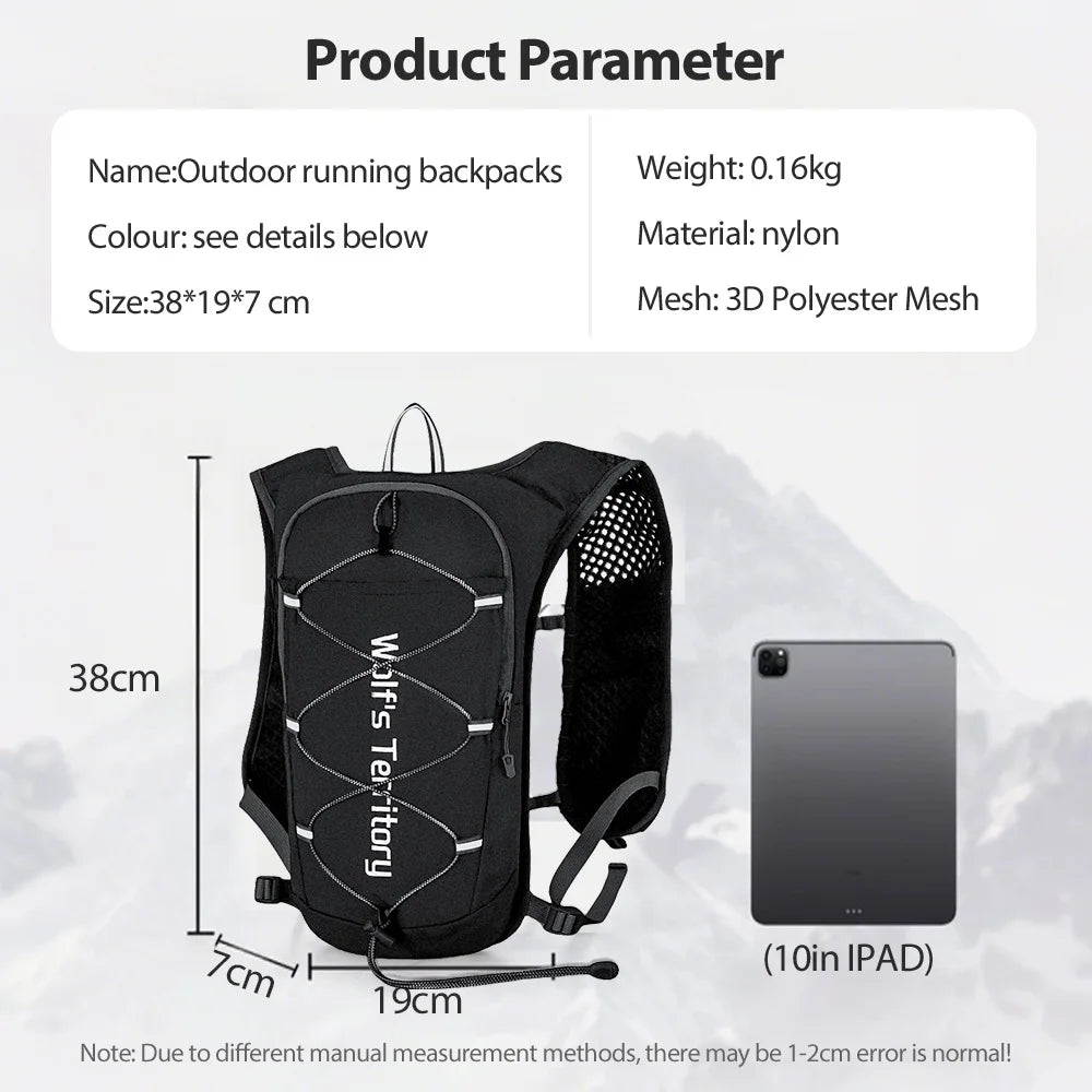 Outdoor Trail Running Ultralight Backpack Running Hydration Vest Breathable Marathon Running Backpack Water Bottle
