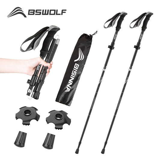 2Pcs Ultralight Trekking Poles Walking Sticks Hiking Canes Folding Aluminum Walking Pole Nodic Walking Sticks