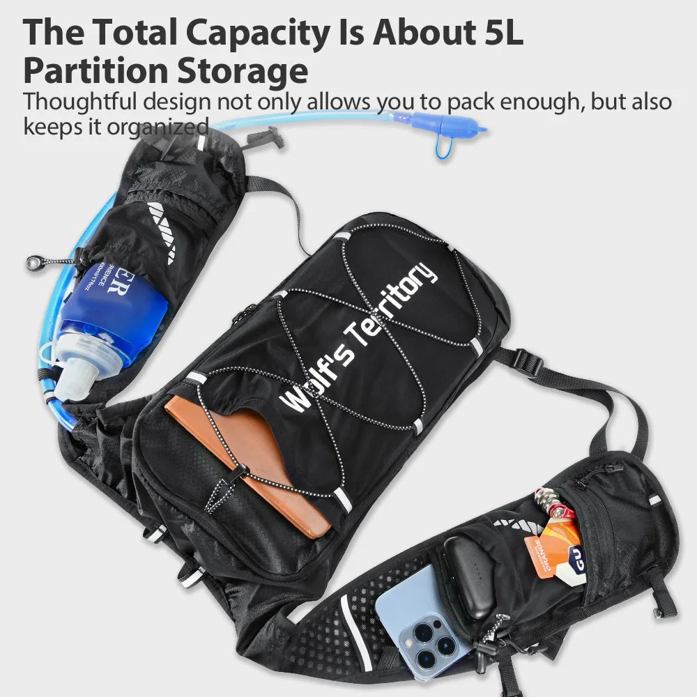 Outdoor Trail Running Ultralight Backpack Running Hydration Vest Breathable Marathon Running Backpack Water Bottle