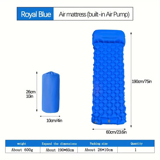 Outdoor Camping Inflatable Mattress Sleeping Pad with Pillows Ultralight Air Mat Built in Inflator Pump Hiking