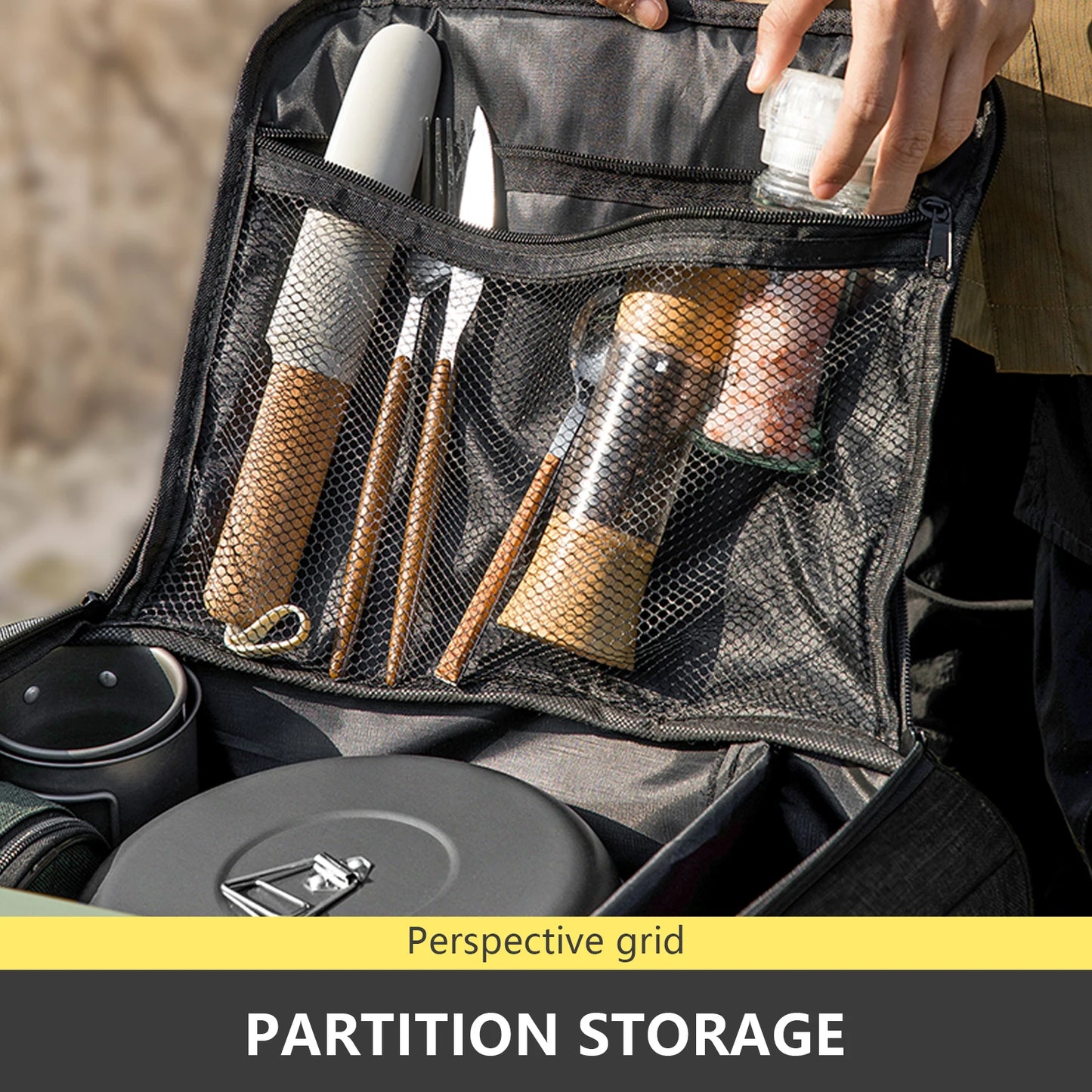 Outdoor Camping Bag 26L Folding Gas Tank Storage Bag Picnic Cookwre Container Camp Supplies Adjustable Partition
