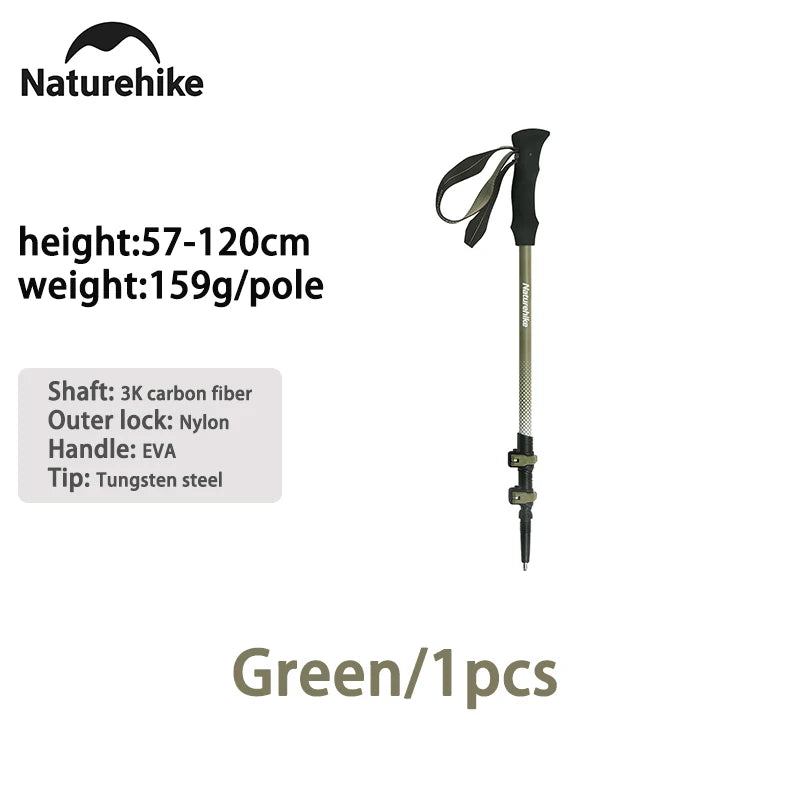 Trekking Pole Outdoor Climbing Poles Carbon Fiber 3 Section Retractable Poles Ultralight Walking Hiking Portable