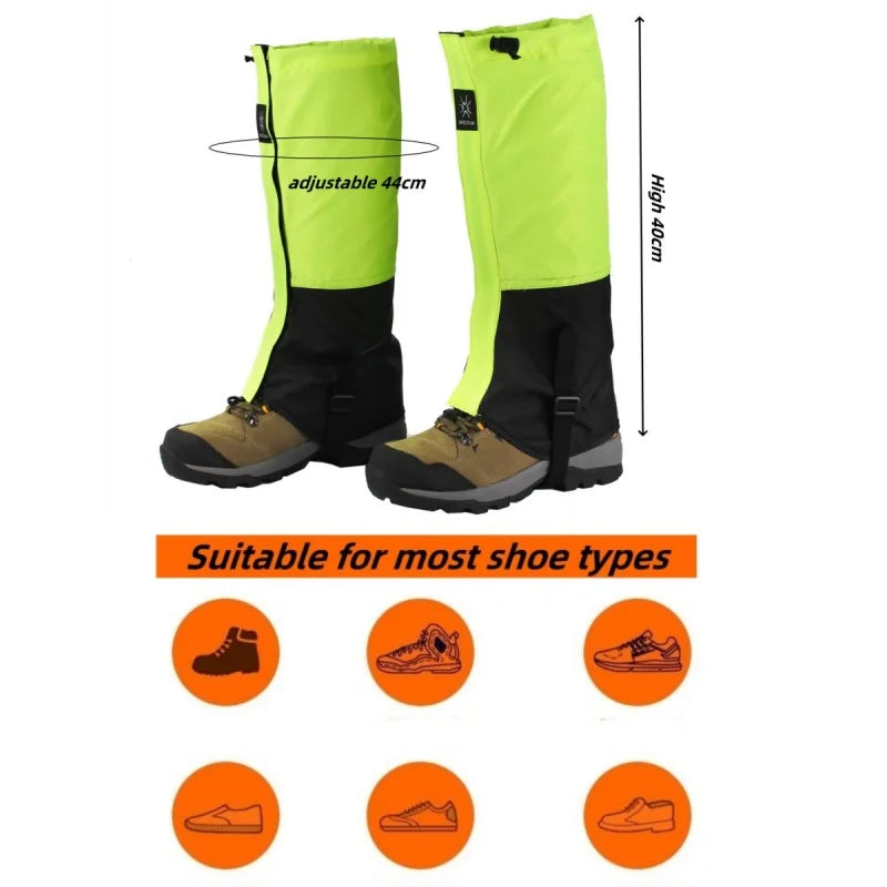 1 Pair Outdoor Skiing Camping Hiking Climbing Waterproof High Tube Snow Legging Gaiters Windproof Trekking Desert Boots Covers