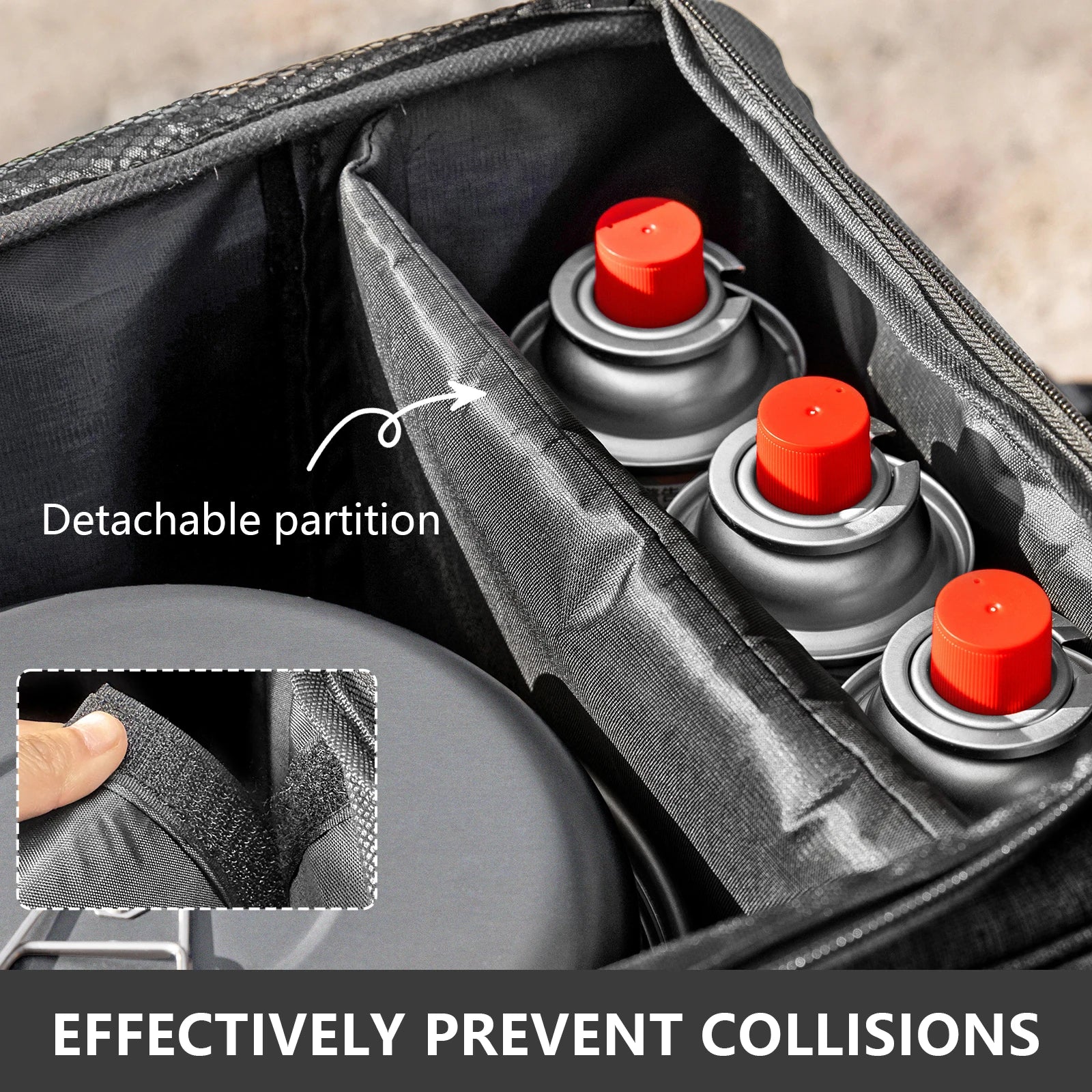 Outdoor Camping Bag 26L Folding Gas Tank Storage Bag Picnic Cookwre Container Camp Supplies Adjustable Partition