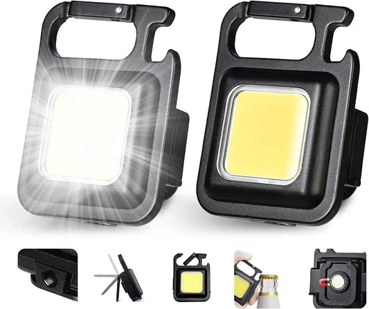 Mini USB-C Rechargeable Keychain Flashlight – 800 Lumen COB Work Light with Magnetic Base, Bottle Opener & 4 Modes | Hike This Supply